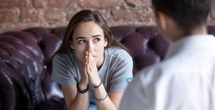 Young woman in therapy session